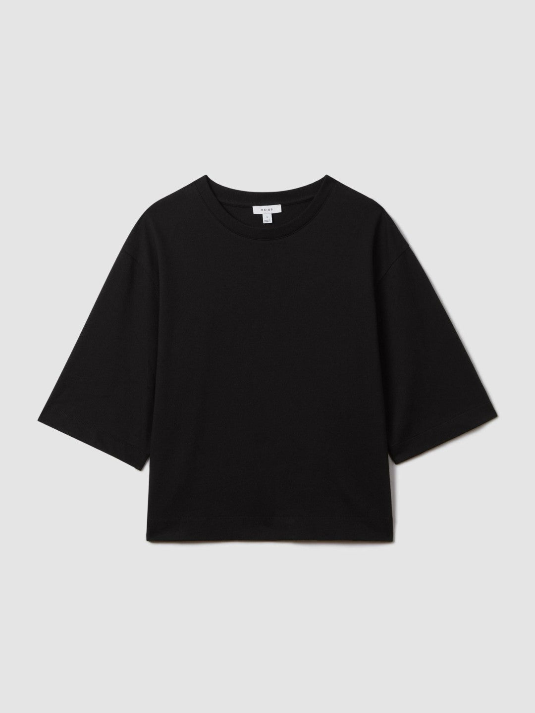 Reiss | Oversized Cotton Crew Neck T-Shirt in Black