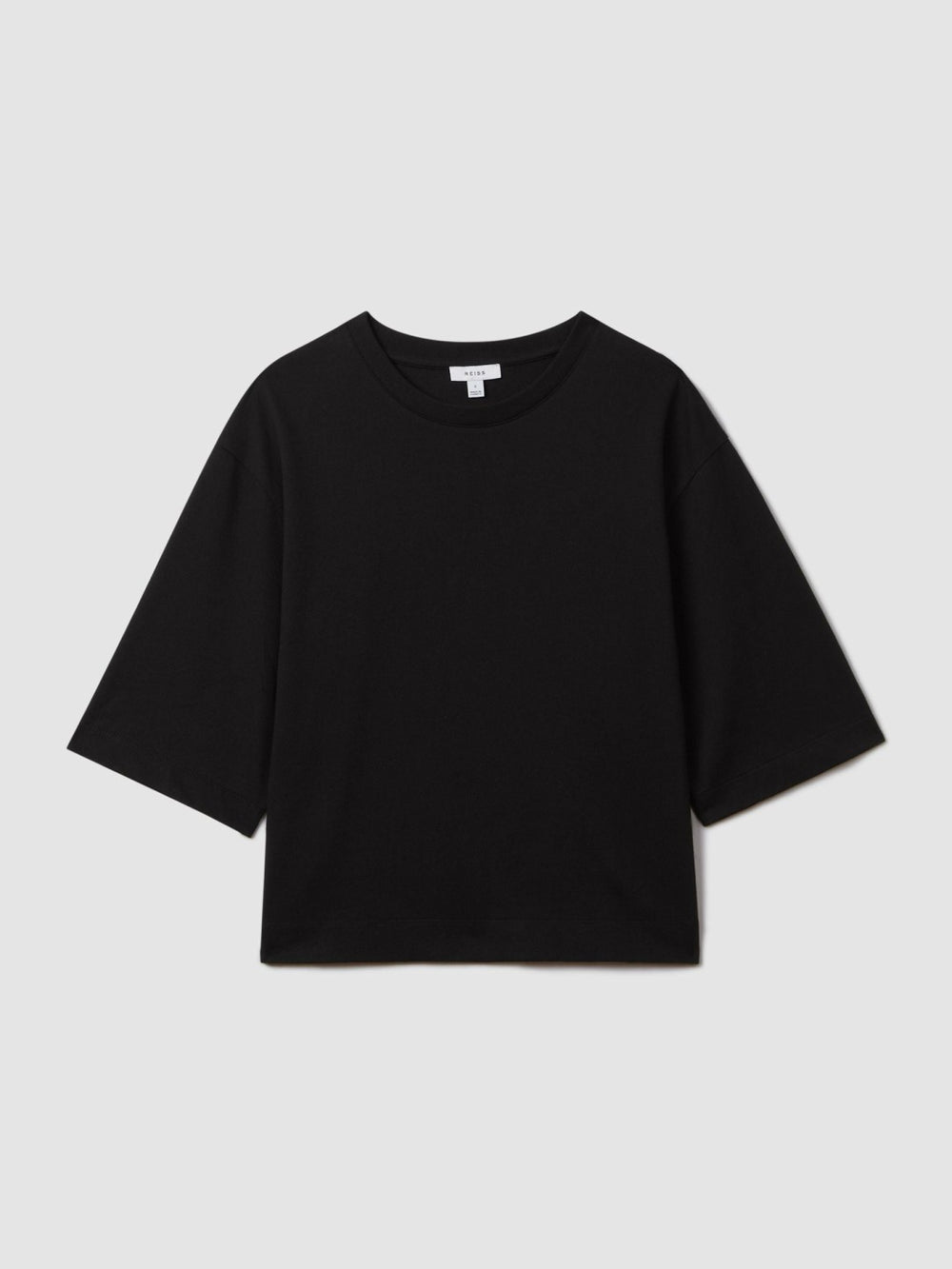 Reiss | Oversized Cotton Crew Neck T-Shirt in Black