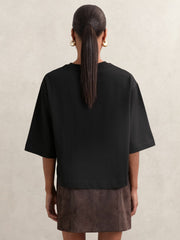 Reiss | Oversized Cotton Crew Neck T-Shirt in Black