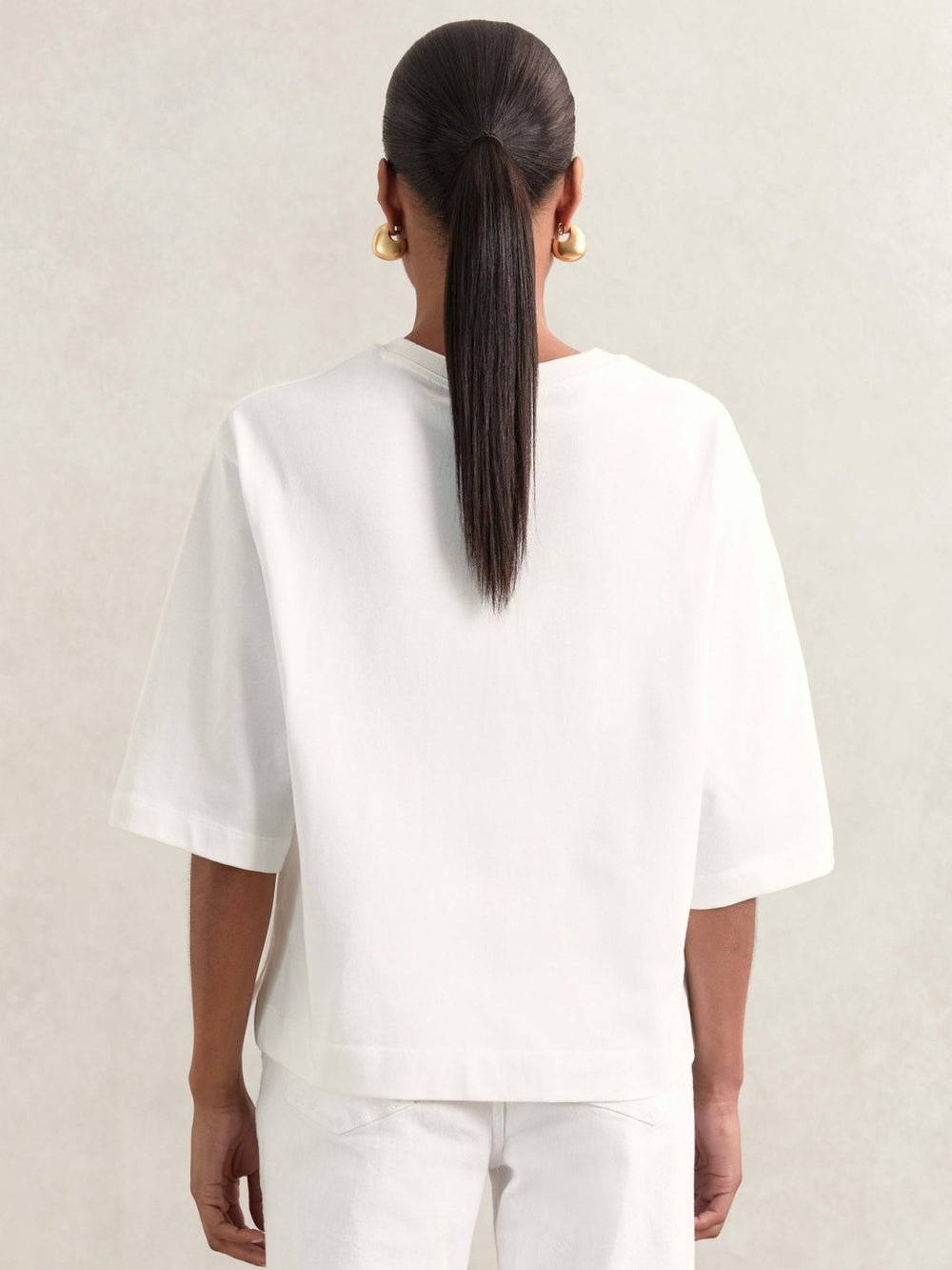 Reiss | Oversized Cotton Crew Neck T-Shirt in White