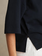 Reiss | Oversized Cotton Crew Neck T-Shirt in Navy