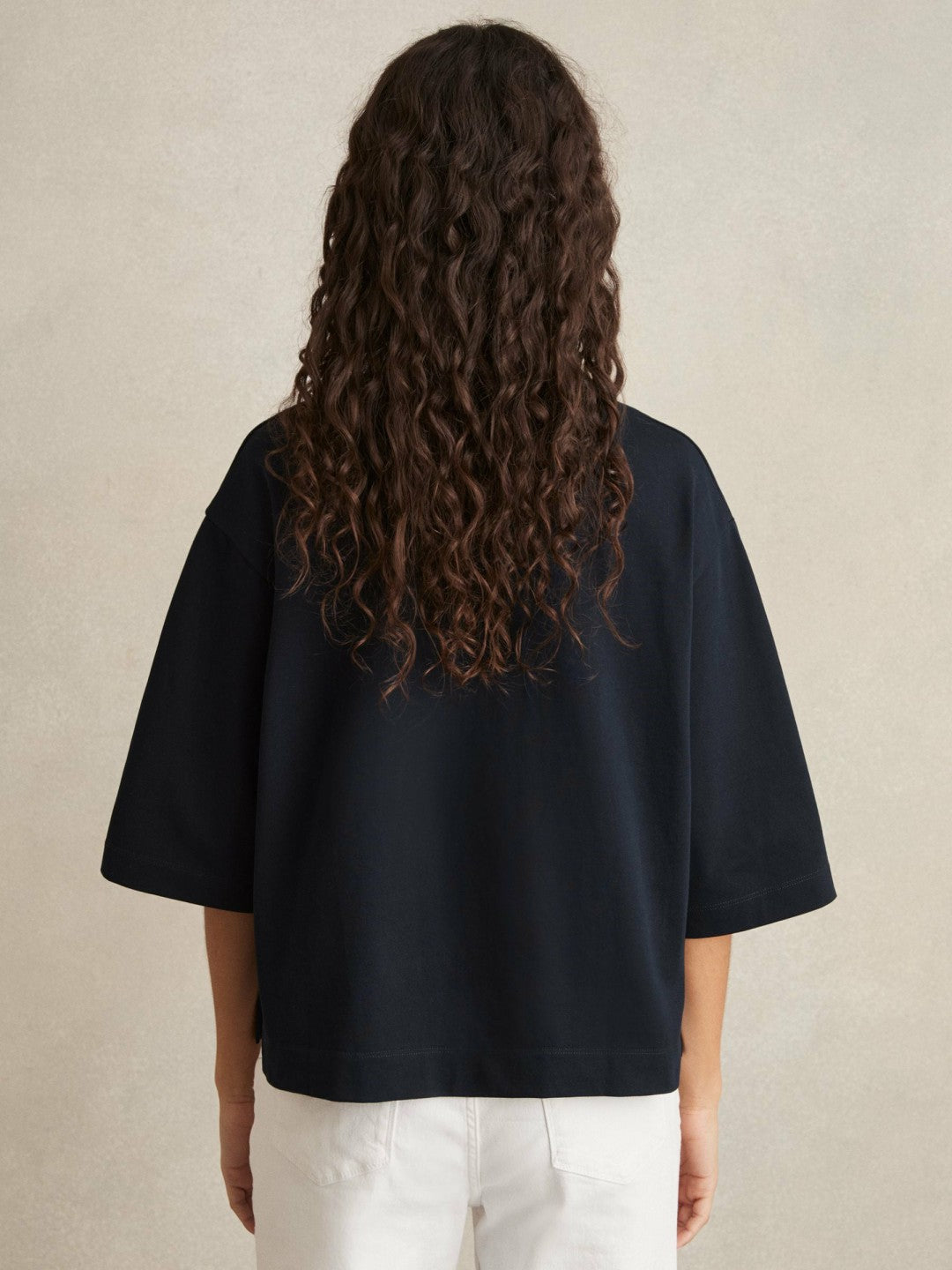 Reiss | Oversized Cotton Crew Neck T-Shirt in Navy