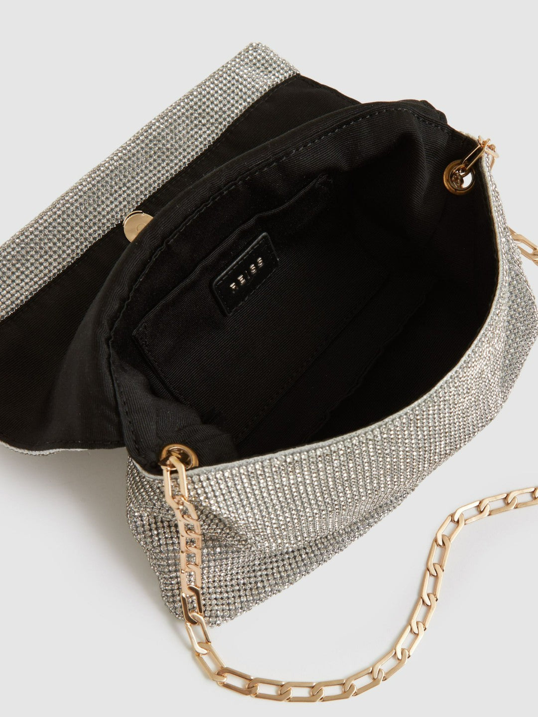 Reiss | Embellished Chainmail Shoulder Bag in Silver