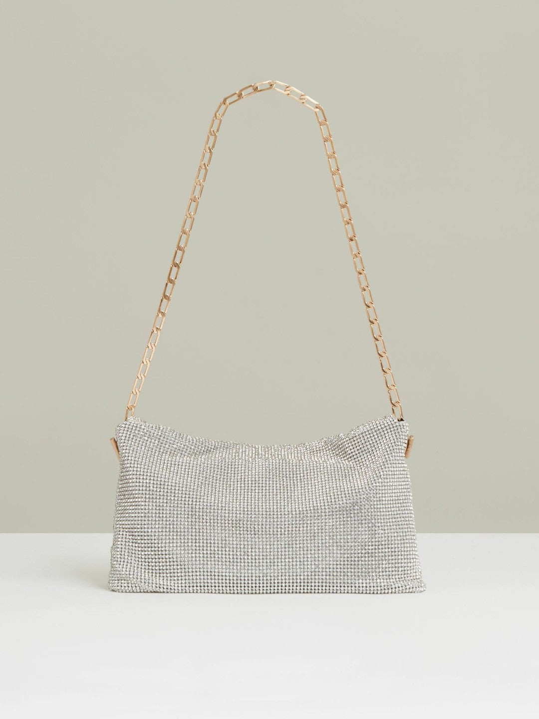 Reiss | Embellished Chainmail Shoulder Bag in Silver