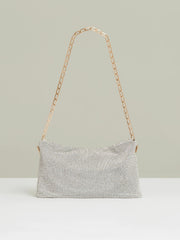 Reiss | Embellished Chainmail Shoulder Bag in Silver
