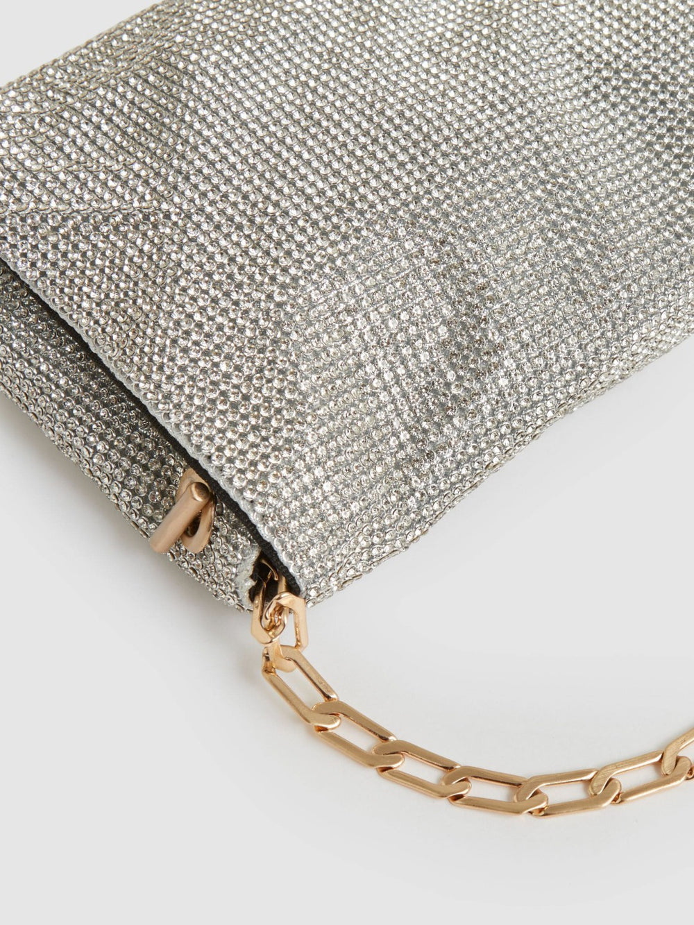 Reiss | Embellished Chainmail Shoulder Bag in Silver