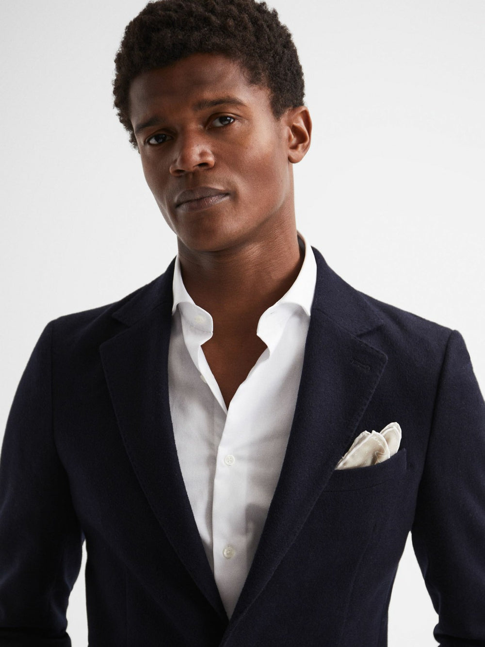 Reiss | Polka Dot Silk Pocket Square in Stone