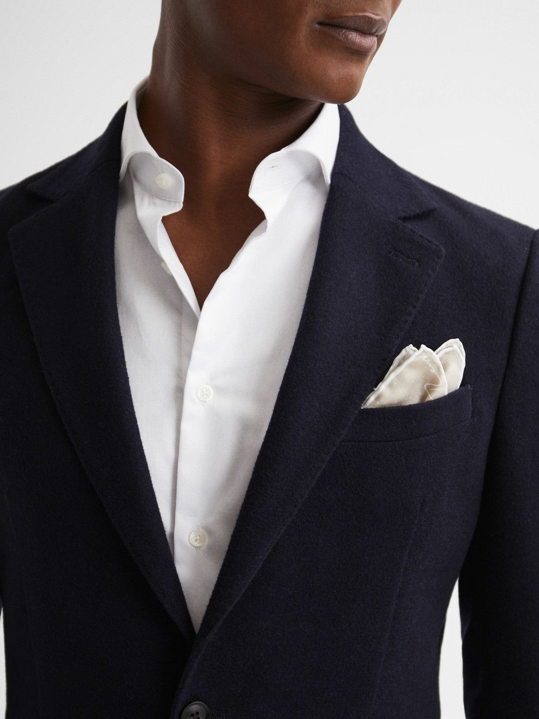 Reiss | Polka Dot Silk Pocket Square in Stone