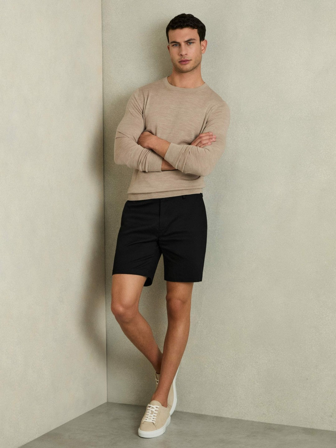 Reiss | Short Length Casual Chino Shorts in Black
