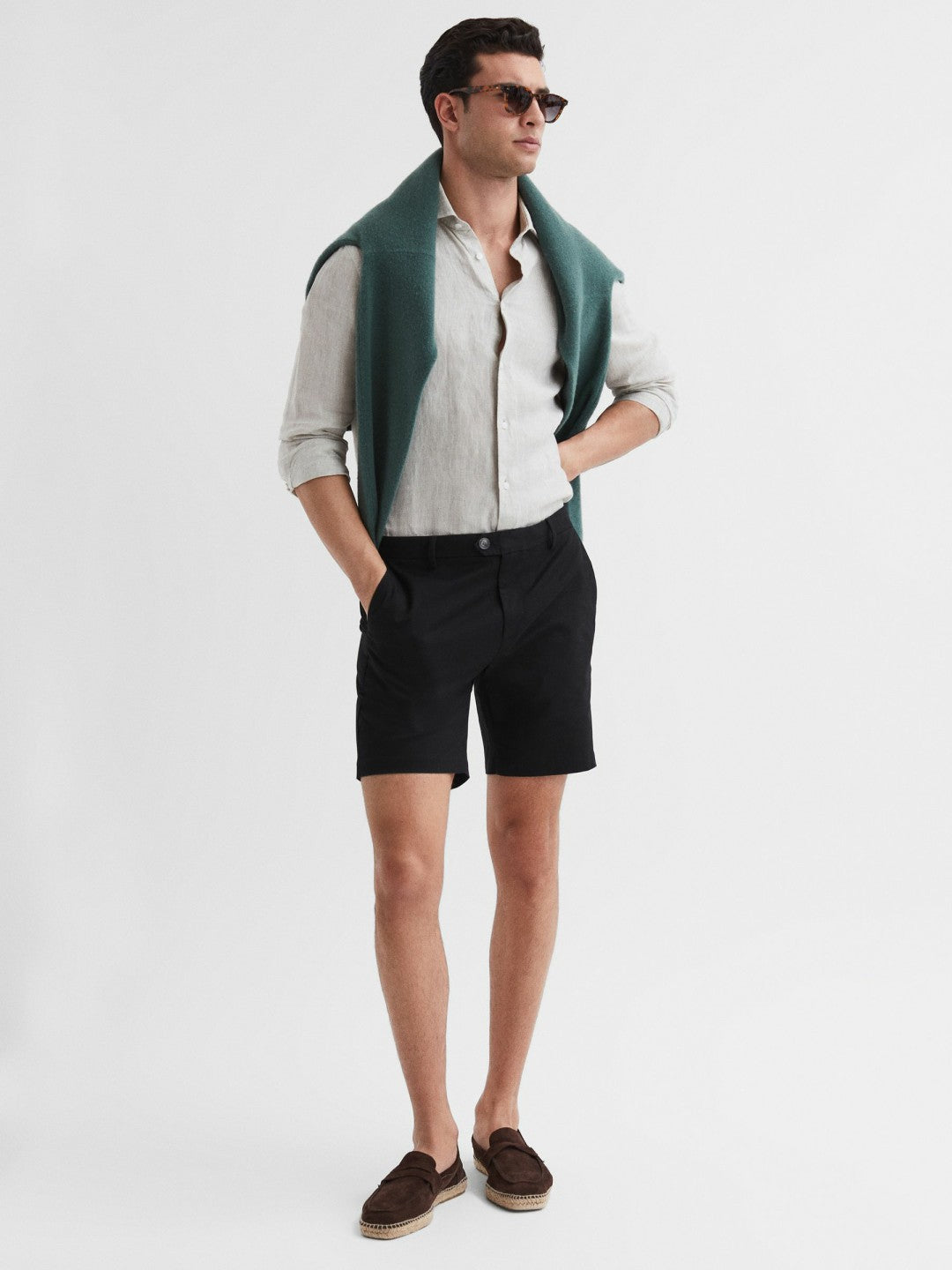 Reiss | Short Length Casual Chino Shorts in Black