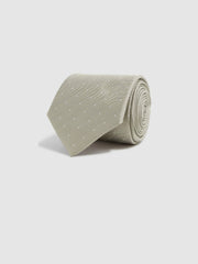Reiss | Polka Dot Silk Tie in Champagne