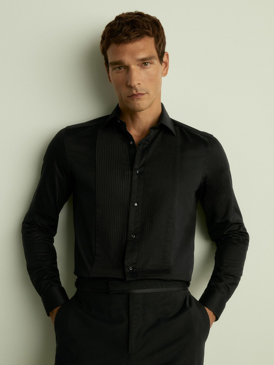 Reiss | Slim Fit Cotton Dinner Shirt in Black