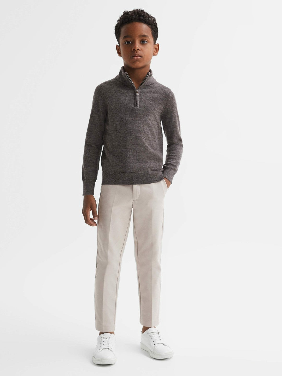Reiss | 9-14 yrs Slim Fit Tapered Chinos in Stone