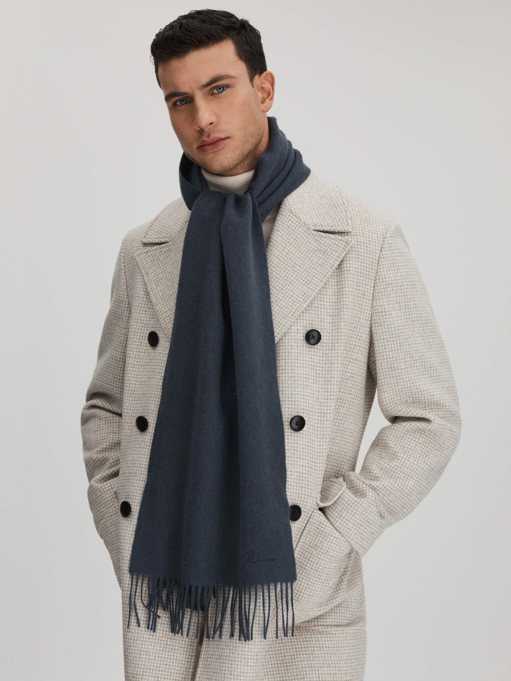 Reiss | Wool and Cashmere Scarf in Airforce Blue