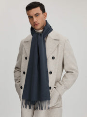 Reiss | Wool and Cashmere Scarf in Airforce Blue