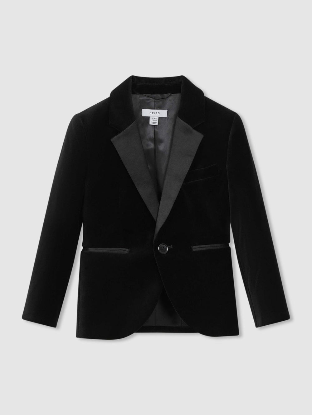 Reiss | 3-9 yrs Single Breasted Velvet Blazer in Black