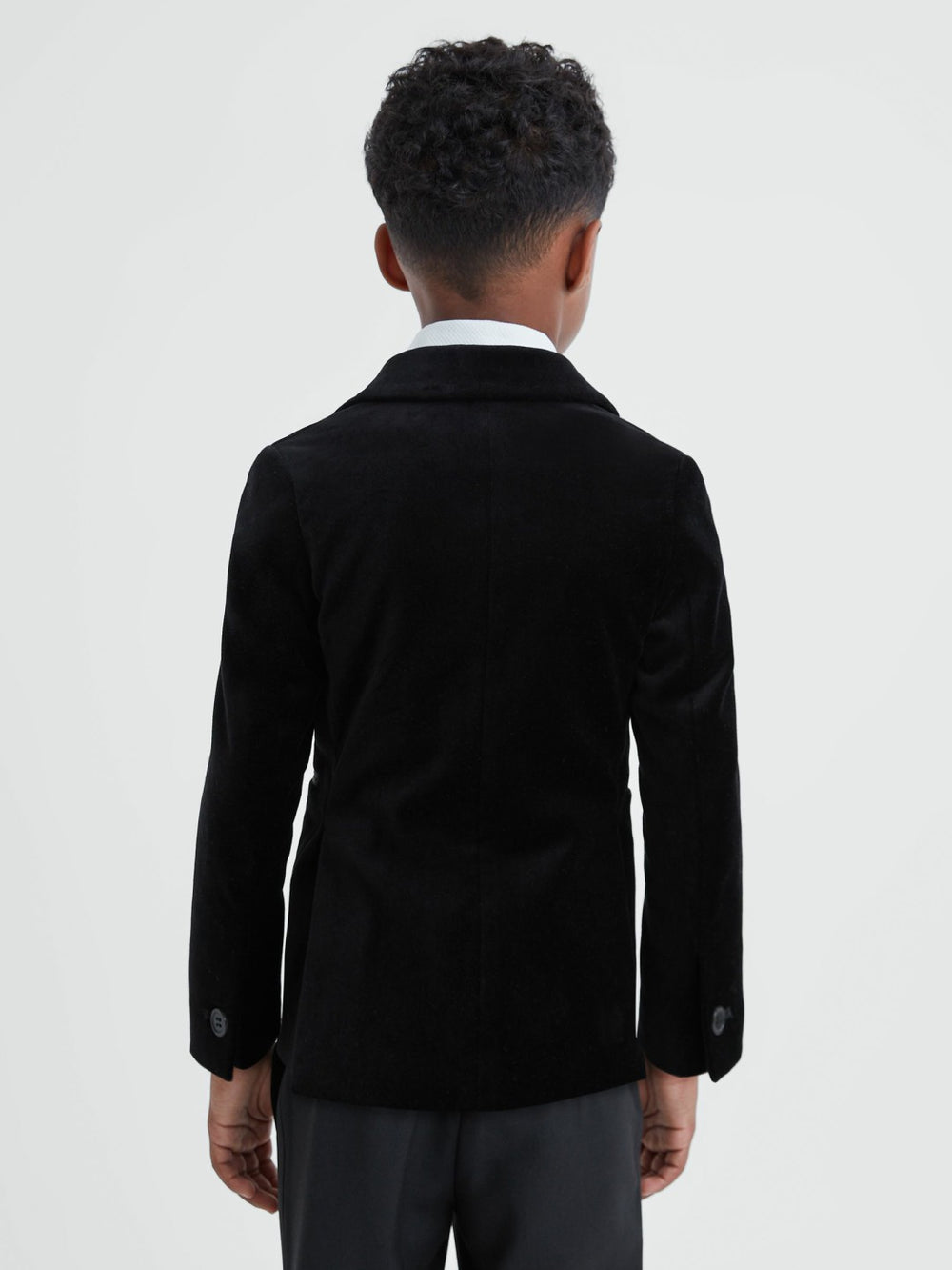 Reiss | 3-9 yrs Single Breasted Velvet Blazer in Black
