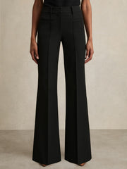 Reiss | Petite High Rise Flared Trousers in Black