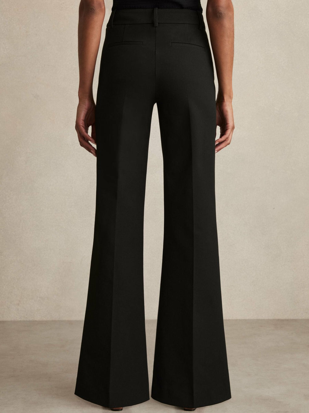 Reiss | Petite High Rise Flared Trousers in Black