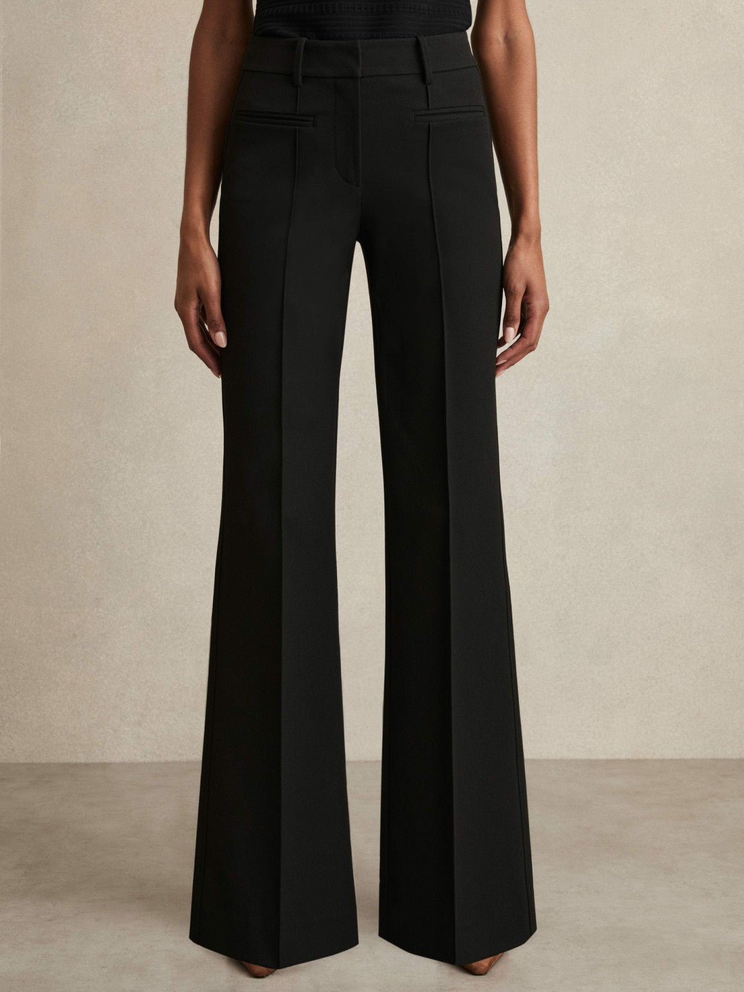 Reiss | High Rise Flared Trousers in Black