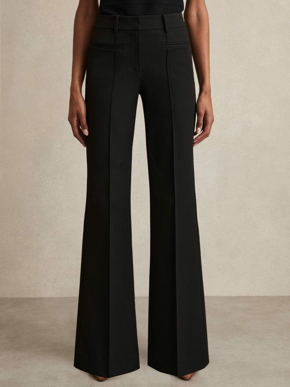Reiss | High Rise Flared Trousers in Black