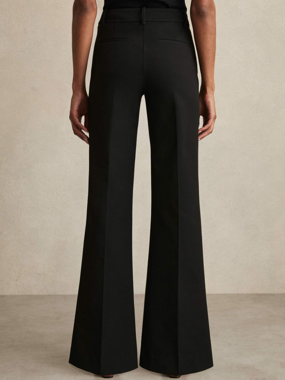 Reiss | High Rise Flared Trousers in Black