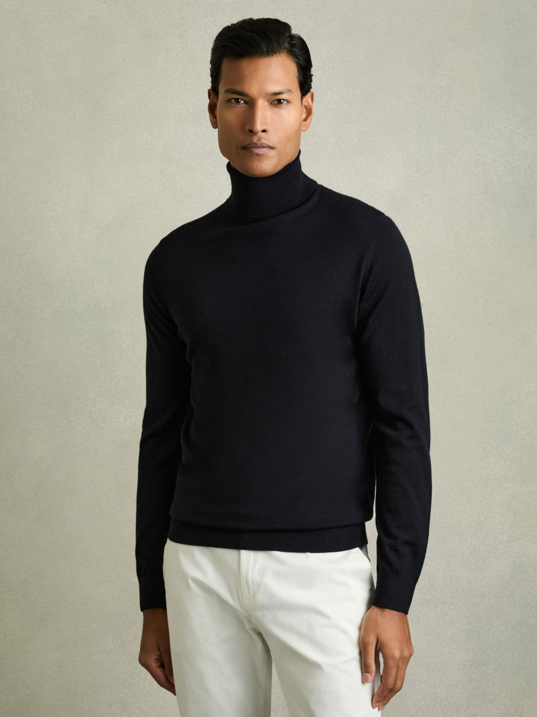 Reiss | Slim Fit Merino Wool Roll Neck Jumper in Navy
