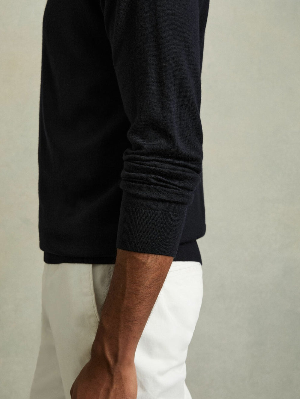 Reiss | Slim Fit Merino Wool Roll Neck Jumper in Navy