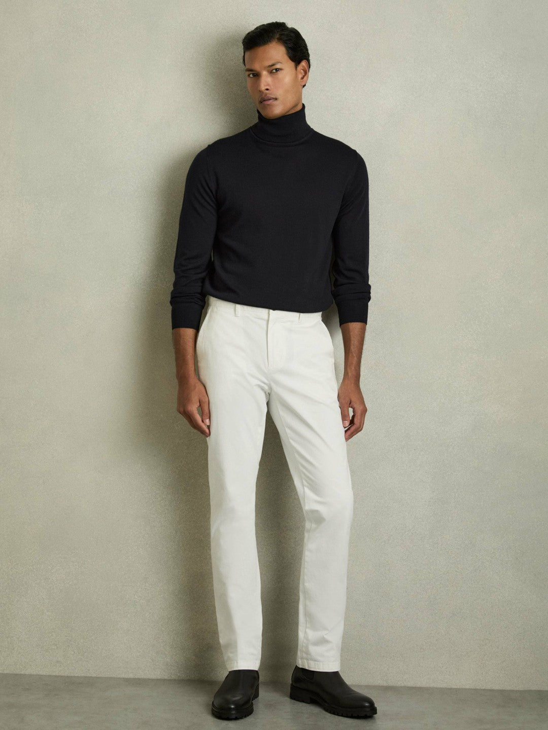 Reiss | Slim Fit Merino Wool Roll Neck Jumper in Navy