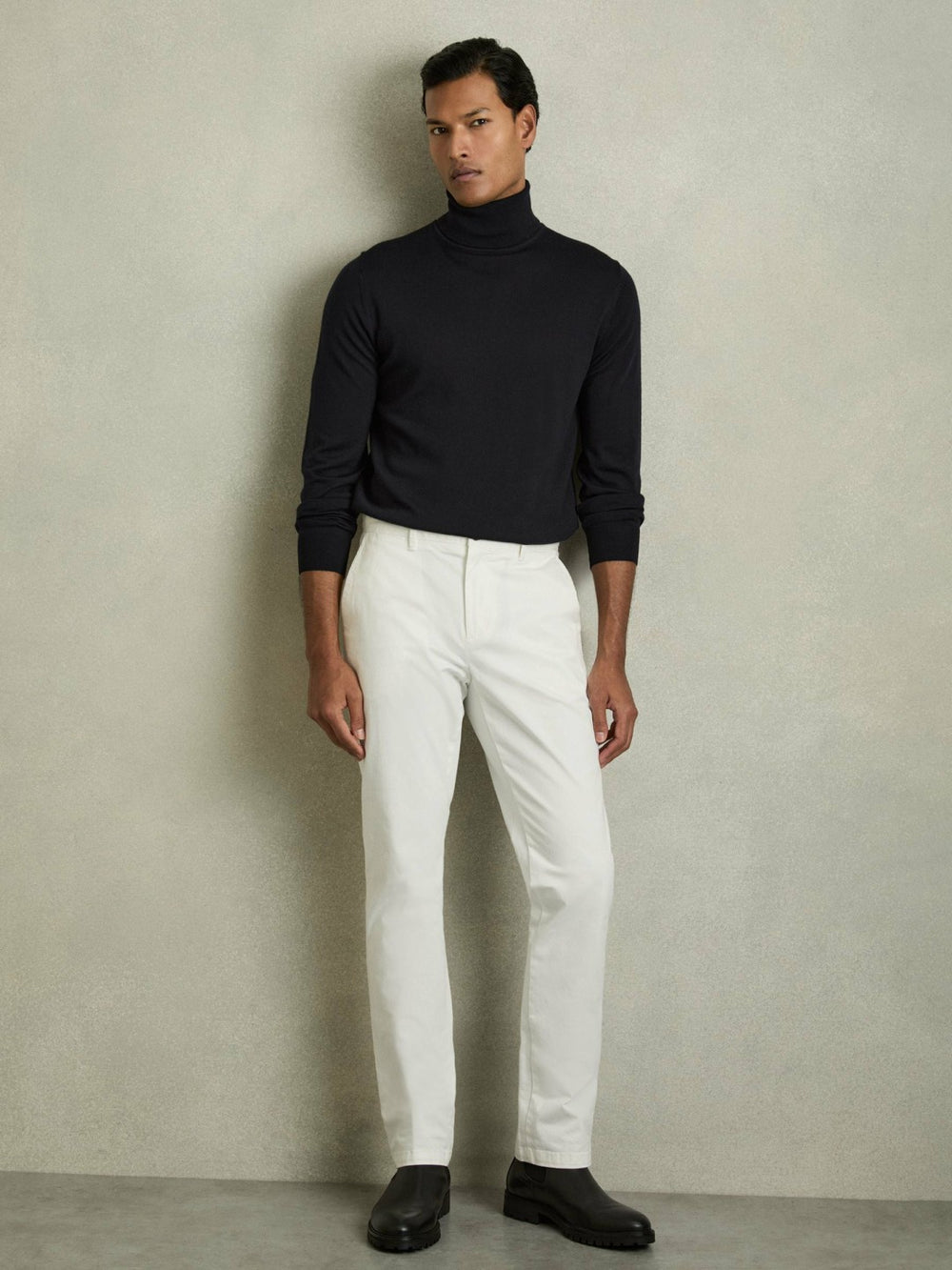 Reiss | Slim Fit Merino Wool Roll Neck Jumper in Navy