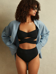 Reiss | High Rise Bikini Bottoms in Black