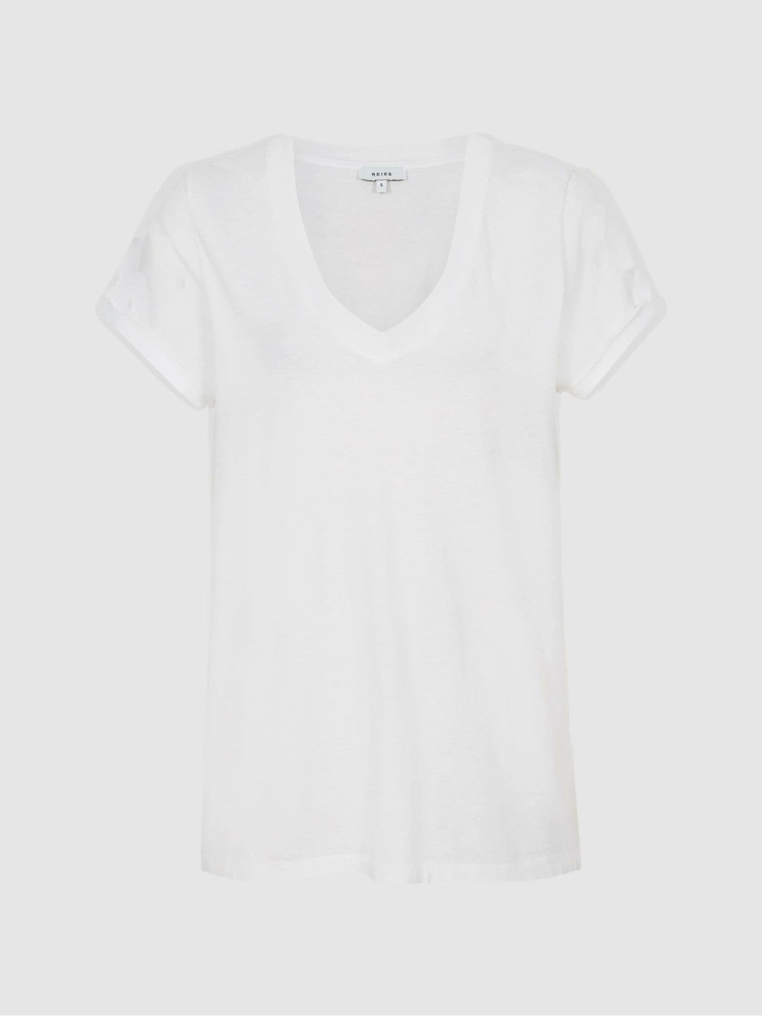 Reiss | Cotton-Jersey V-Neck T-Shirt in White
