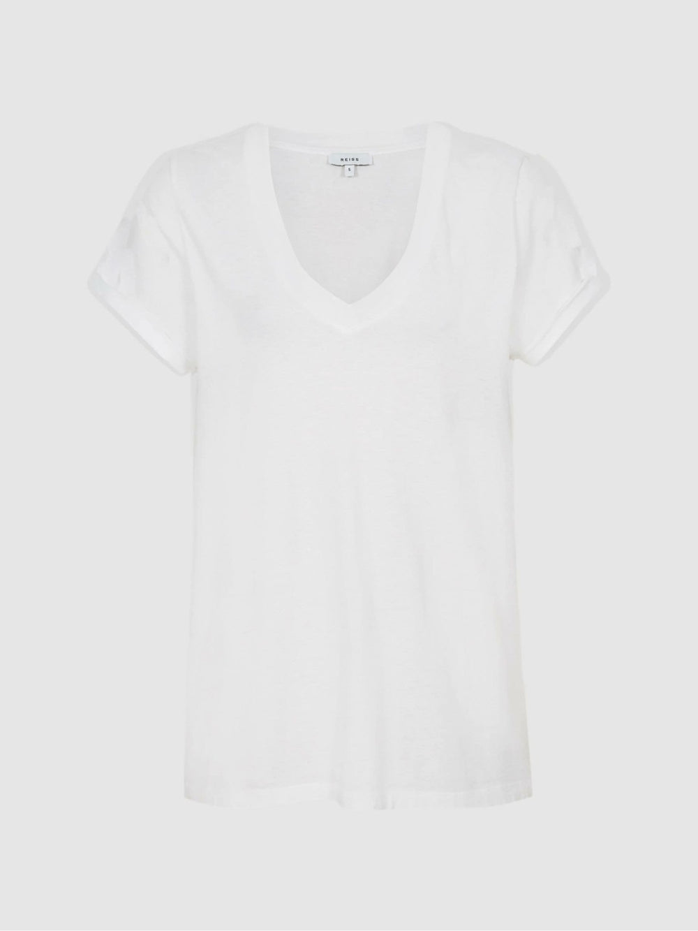 Reiss | Cotton-Jersey V-Neck T-Shirt in White