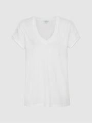 Reiss | Cotton-Jersey V-Neck T-Shirt in White