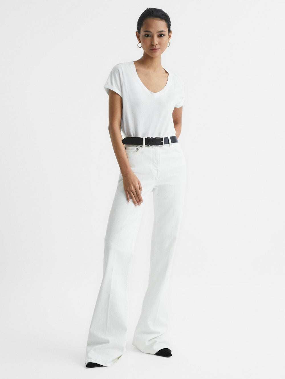 Reiss | Cotton-Jersey V-Neck T-Shirt in White