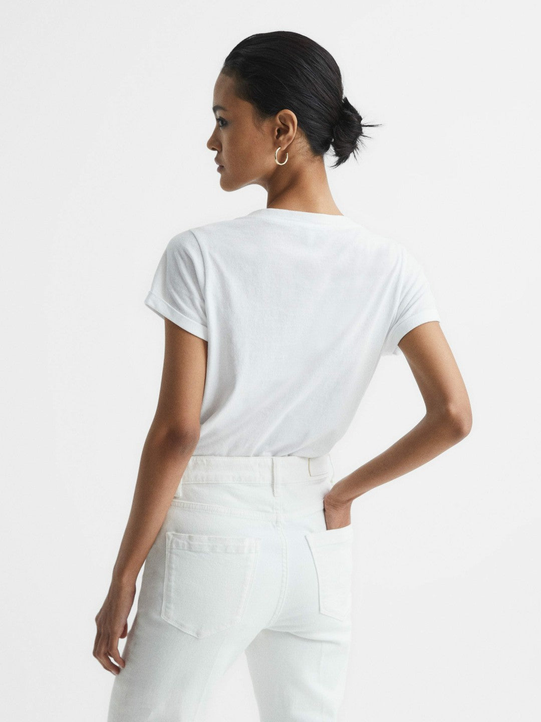 Reiss | Cotton-Jersey V-Neck T-Shirt in White