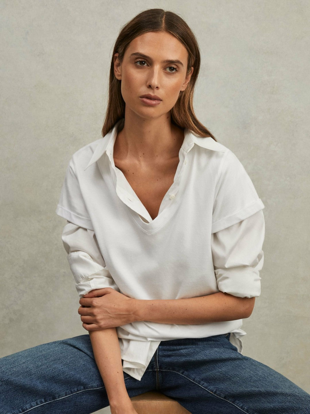 Reiss | Cotton-Jersey V-Neck T-Shirt in White