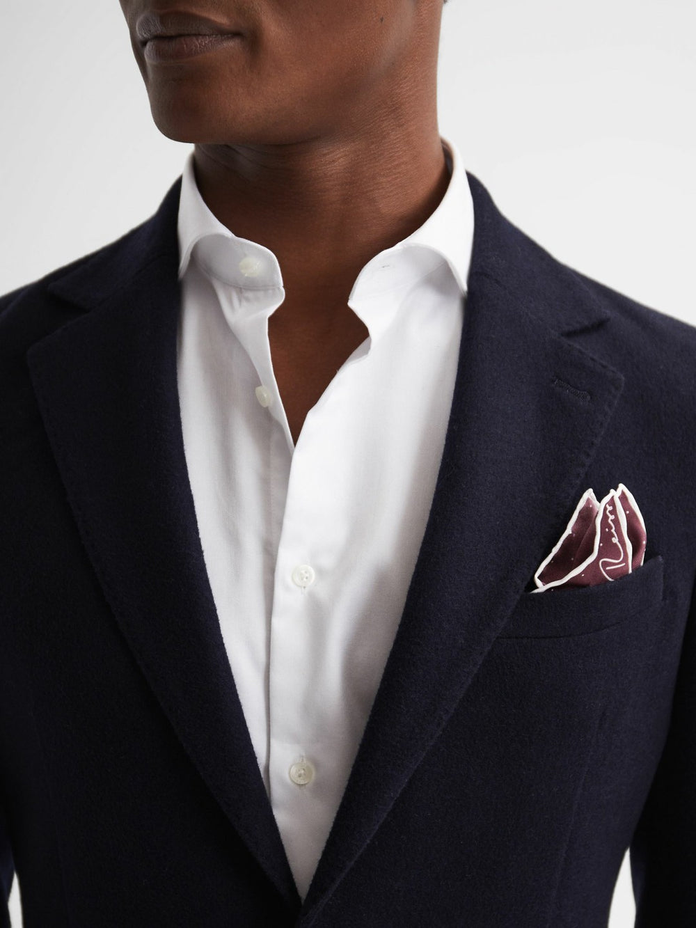 Reiss | Polka Dot Silk Pocket Square in Burgundy