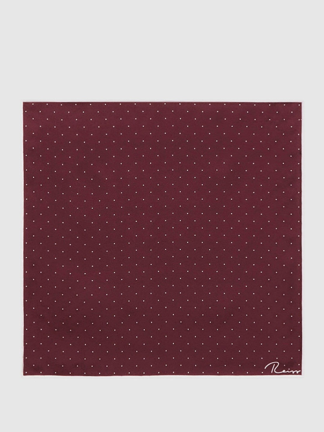 Reiss | Polka Dot Silk Pocket Square in Burgundy