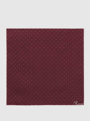 Reiss | Polka Dot Silk Pocket Square in Burgundy