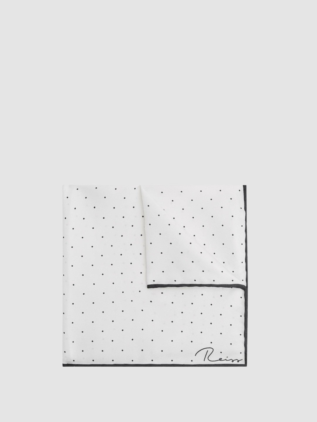 Reiss | Polka Dot Silk Pocket Square in White