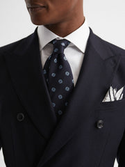 Reiss | Polka Dot Silk Pocket Square in White