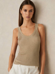 Reiss | Metallic Vest Top in Gold