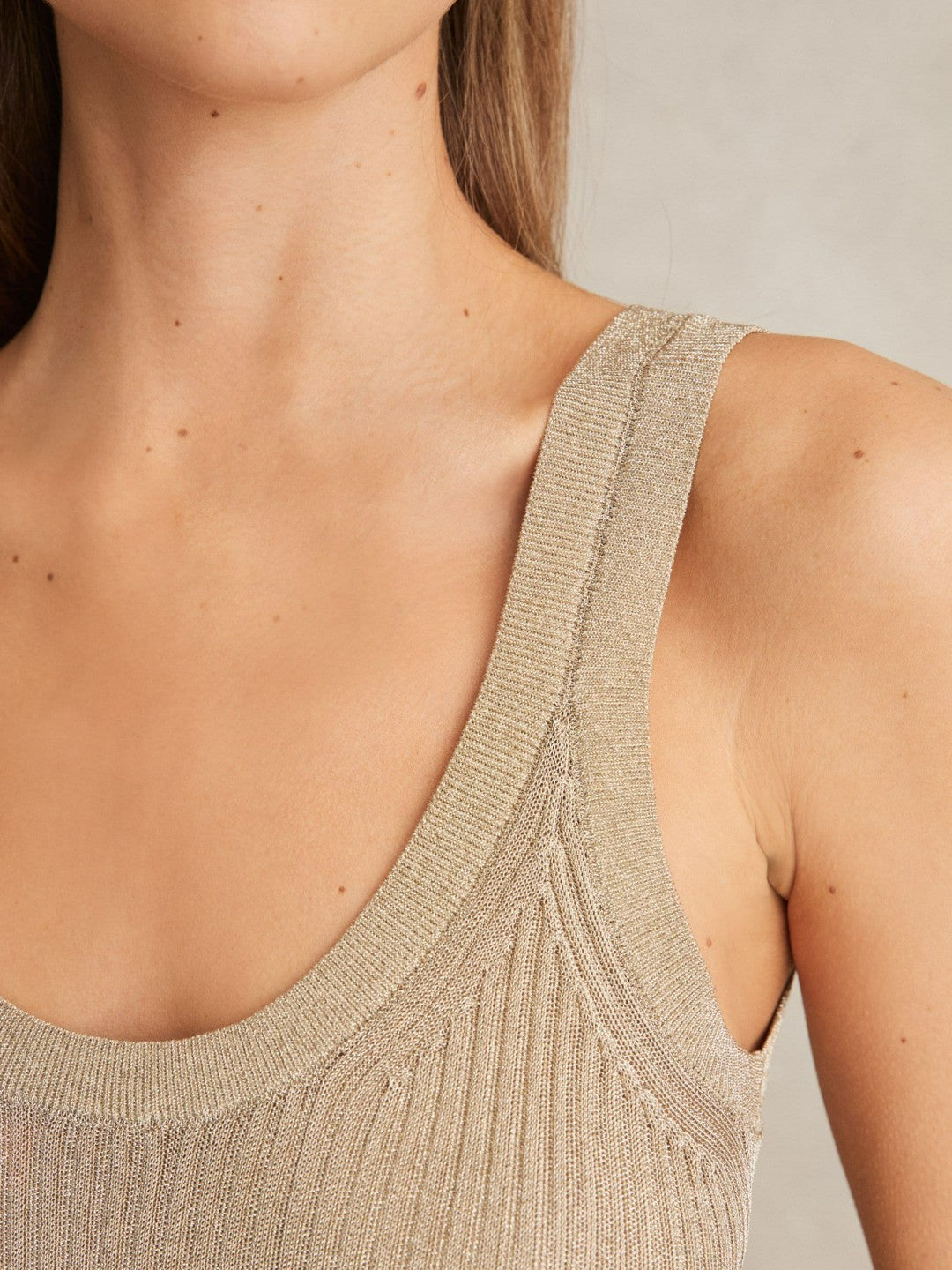 Reiss | Metallic Vest Top in Gold