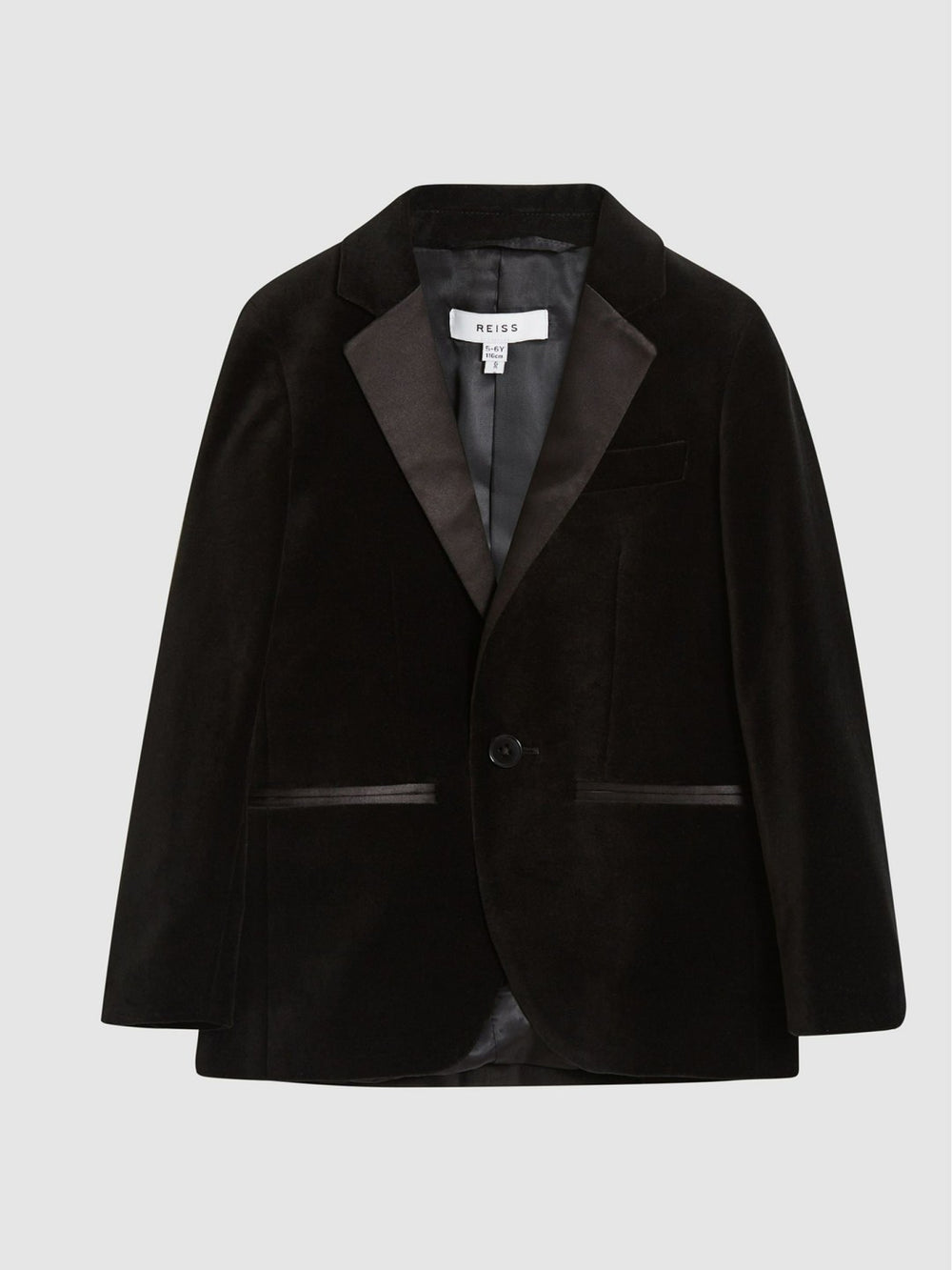 Reiss | 4-9 yrs Single Breasted Velvet Blazer in Black