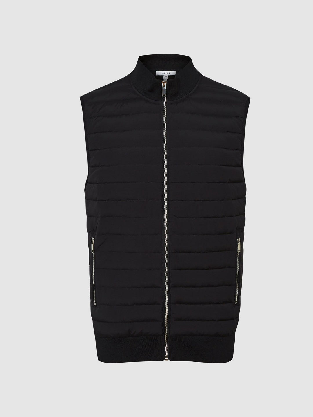 Reiss | Hybrid Quilted Gilet in Black