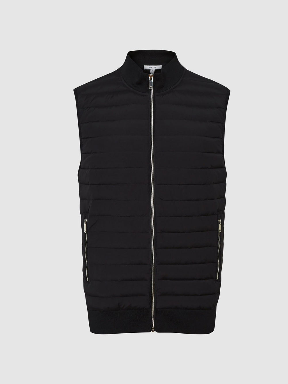 Reiss | Hybrid Quilted Gilet in Black