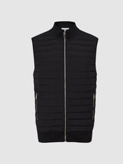 Reiss | Hybrid Quilted Gilet in Black