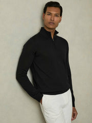 Reiss | Merino Wool Half-Zip Jumper in Black