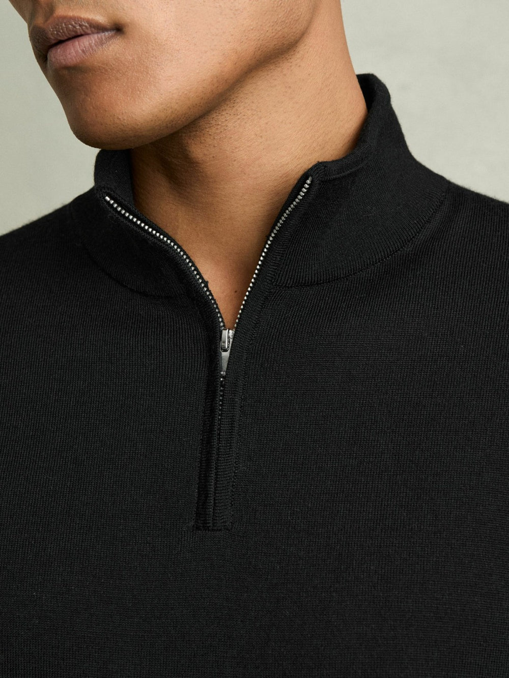 Reiss | Merino Wool Half-Zip Jumper in Black